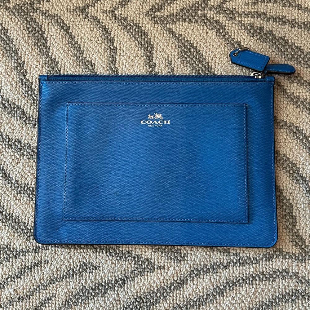 Coach Darcy Blue Leather Tech Pouch